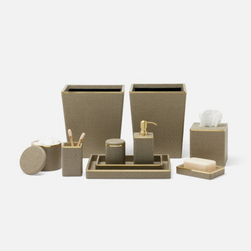 Veria Desert Taupe Rattan & Gold Brass Bath Set